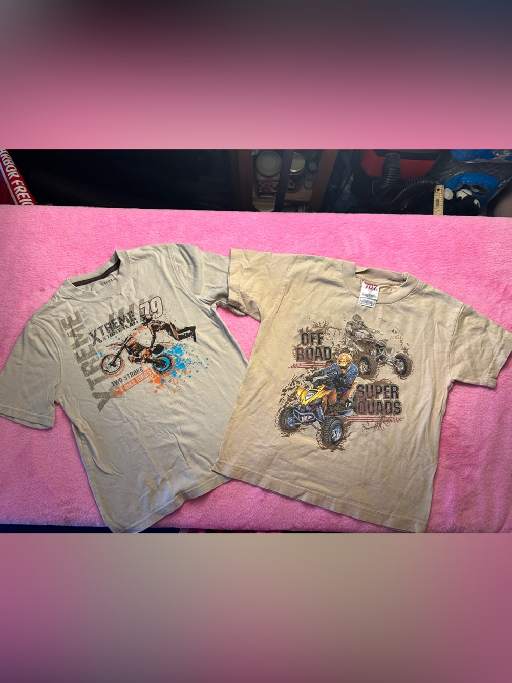 Y2K Vintage 707, Jumping Beans Boys Beige Graphic ATV T-Shirts